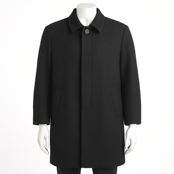 Lauren Ralph Lauren Black Wool Blend Overcoat Mens 48R Classic Quiet Luxury - Picture 1 of 8
